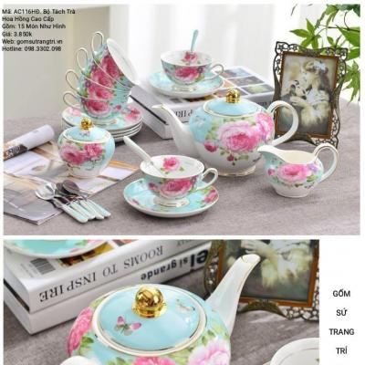BỘ TÁCH TRÀ HOA HỒNG CAO CẤP